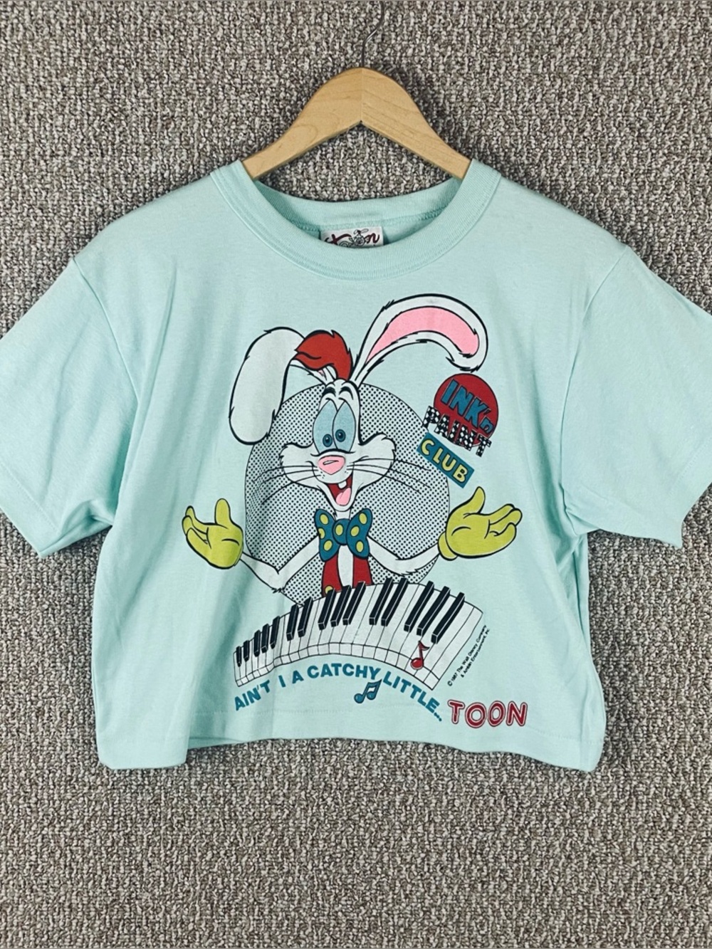 Vintage Who Framed Roger Rabbit Toon Tops T-Shirt XL 1987 USA Crop Disney F270